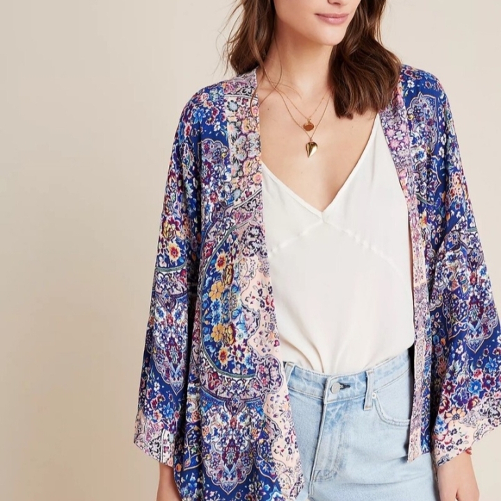 Anthropology X KACHEL Jasmine Floral Paisley Belted Kimono ONE‎ SIZE